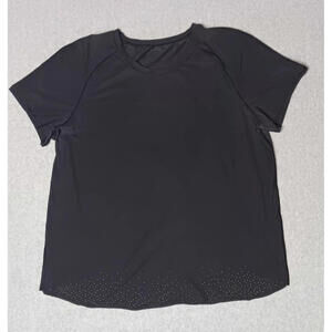 Lululemon Short Sleeve Cross Open Back Shirt Womens Size medium Black Stretchy